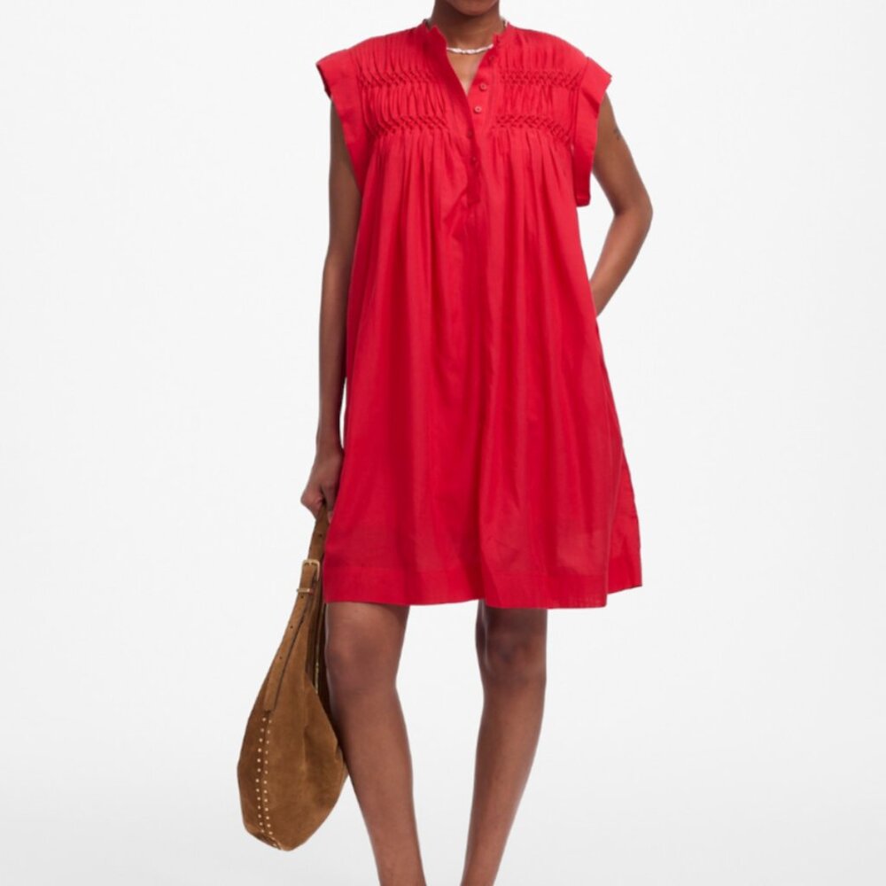 Madewell Women's XXXL‎ 3X/26 Pleated Bodice Shift Mini Dress Soft Red NWT